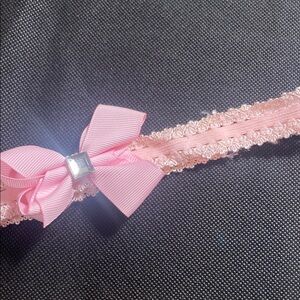 Infant Pink Lace Bow Headband